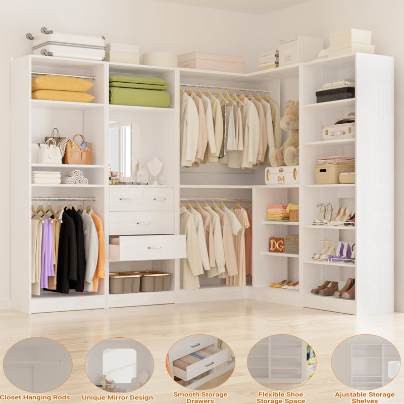 Latitude Run® Navada Freestanding Closet System with Mirror